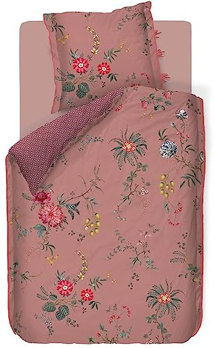 Pip Studio Bettwäsche Fleur Grandeur Pink Blumen Blüten Früchte Geblümt Dahlien Kachelmuster Wendeoptik Perkal, Größe:200 cm x 200 cm