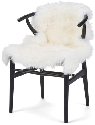 Nordic Sheep Tapis Peau de Mouton à Poils Longs 90x60 cm | Peau de Mouton Veritable pour canapé, Chaise, ou Table | Chaque Tapis Fourrure est Unique, créé par la Nature | Couleur : Blanc