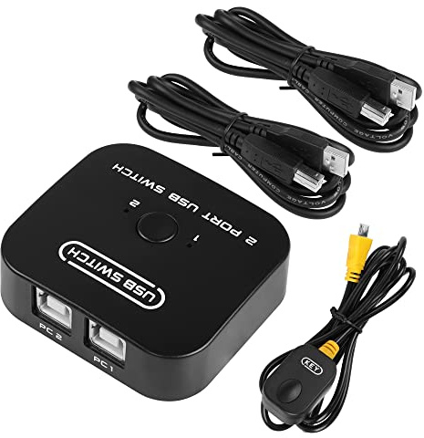 RIIEYOCA USB Printer Sharing KVM Switch, Switching Without Drivers. Share Keyboard Mouse Scanner with Desktop Controller and 2 USB Printers Cables (1.5 M)