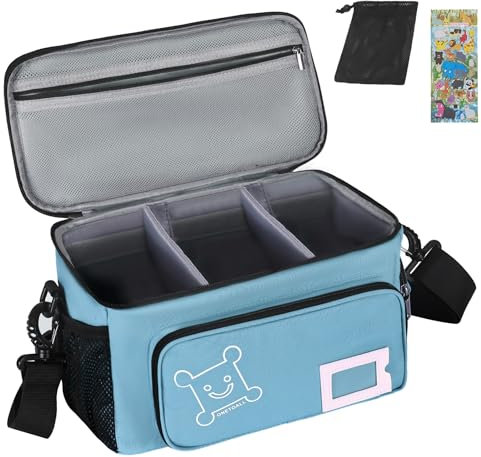 ONETOALL Tasche für Toniebox, Tonies Transporter Hörfiguren, Tragetasche für Toniebox Tonies mit Kordelzug Organizer, Aufkleber und Schultergurt, groß gepolstert für unterwegs im Urlaub Autofahrten