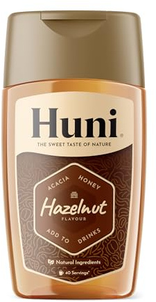 Huni Natural Coffee Syrup | Hazelnut 200ml | Acacia Honey Natural Coffee Syrup | 40 Servings | For Coffees, Hot Chocolate, Protein Shakes, Smoothies, Milkshakes, Yogurt, Breakfast Bowls & More