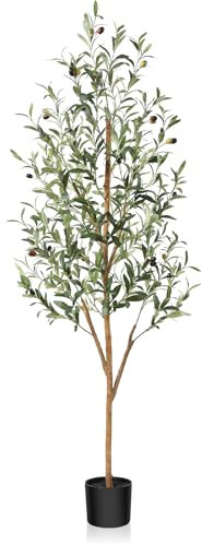 Fopamtri Olivo Artificial Grande 150cm Plantas Artificiales Decorativas con Troncos Naturales, Olivo Planta Artificial para Decoración de Hogar Oficina Dormitorio Balcón (1 Pieza)