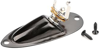 WLDJXLGL Boat style 1/4 inch Guitar Input Jack Socket Plate Output Loaded parts Guitar Strat jack for Fender Stratocaster Strat St Mono for Electric Guitar Replacement Parts (Black)