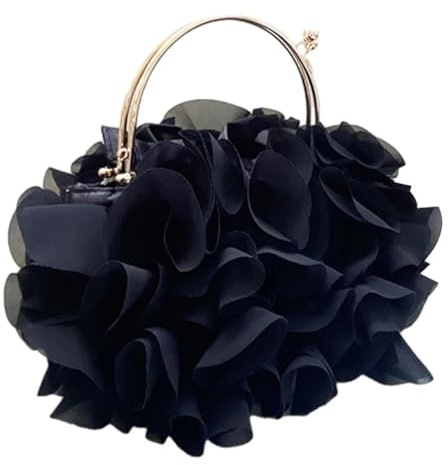 YUEZHAN Abendtasche Damen Clutch Blumen Tasche Braut Hochzeits-Clutch-Handtasche Damen Elegante Abend Tasche Damen Prom Party Bankett Cross Body Schulter Tasche Schwarz