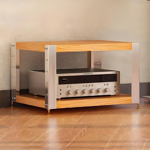 YQMHEZ Audio Rack HiFi Regal, bodenstehendes HiFi Rack, Record Player Stand for zu Hause, mit höhenverstellbarem Phonoschrank, multifunktionalem offenen Aufbewahrungsregal(Cherry,24.6x18.7x15.1)