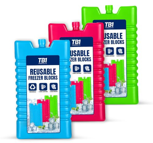 TB1 Products 16cm Ice Packs – Reusable Freezer Blocks for Cool Bags, Lunch Boxes, Camping, and Picnic – Long-Lasting Cold Storage Solution