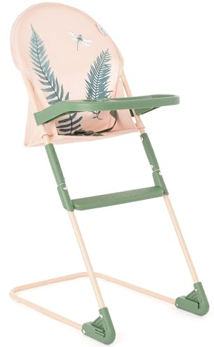 Roma Dolls High Chair - Foldable Baby Doll High Chair with Tray, Cute bear Print, Metal Frame, Fits Dolls 28-42cm, Toy Feeding Chair, Ideal, Doll Feeding Set (RHS Fern)