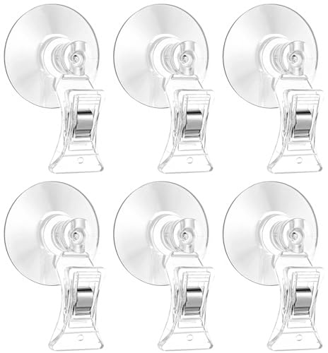 LIQWEI 6Pcs Suction Cup Clips Aquarium Suction Cups, Window Glass Suction Cup Clear Plastic Fish Feeding Tool Underwater Fish Veggie Feeder Fish Tank Accessories