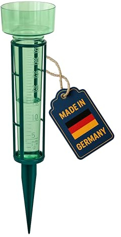 TFA Dostmann Pluviometro analogico con Supporto, 47.1016, Resistente alle intemperie e Robusto, in plastica, Verde | Ideale per Il Giardino e l'agricoltura/Azienda familiare Tedesca | Ideale per giardino e agricoltura/azienda a conduzione familiare tedesca