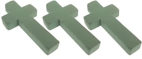 CALLARON 3 Piezas Base de Espuma Floral Absorbente de Agua y Reutilizable en Forma de Cruz Verde para Arreglos Funerarios y Flores Frescas para Manualidades y Decoración Elegante