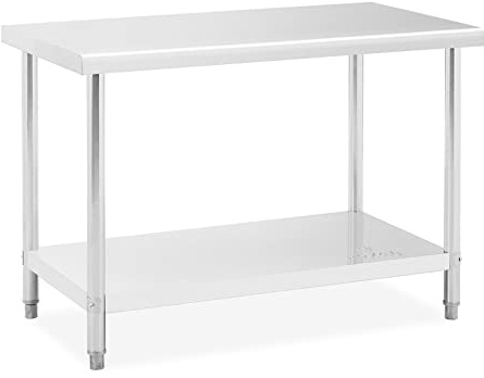 Royal Catering RCAT-120/60-NW Table de Travail INOX (120 x 60 cm, Capacité de Charge 250kg, Pieds réglables, Acier Inoxydable)