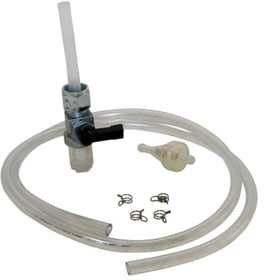 Benzinhahn gerade für Simson S50, S51, S53, S70, S83 mit Benzinfilter, 1m Schlauch, Klammern Kraftstoffhahn