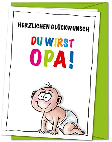 XXL Karte Du wirst Opa - Schwangerschaft verkünden, Karte Opa, Schwangerschaftskarte, Babykarte Papa, Karte Nachwuchs Papa, Wir sind schwanger Karte, Baby ankündigen - inkl. Umschlag (DIN A4)