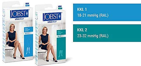 Kompressionsstrümpfe Jobst Ultra Sheer - AG Schenkelstrümpfe / KKL2 / IV / anthrazit / offene Spitze / regular / Sensitive Weit