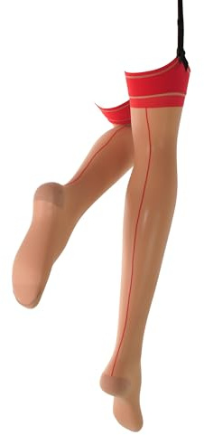 WOOTI TIGHTS calza da reggicalze con riga dietro DIAVOLA 20 den, S-M COSMETIC/A, sexy, romantica, colorata, velata, con riga di diversi colori