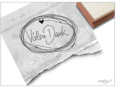 Stempel Textstempel VIELEN DANK in Handschrift - Schriftstempel Dankeschön, Karten Briefe Geschenkanhänger Geschenk Basteln Deko - zAcheR-fineT
