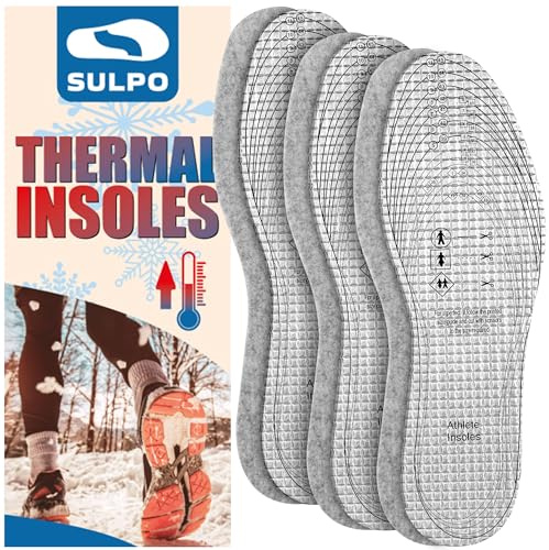 SULPO Filt innersula med alluminiumfolie – självskärning – varma isolerande filtsulor för vintern – filtinlägg/storlek 32–46