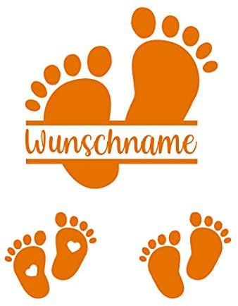 Babyfüße Bügelbilder - Bügelbild für Textilien Name Wunschtext selbst bedrucken Bügelbilder selbst gestalten Wunschname Namensaufkleber Bügelfolie Namen zum aufbügeln Kinder