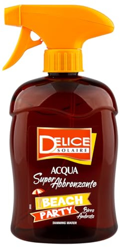 DELICE SOLAIRE Bräunungswasser Beach Party Bernstein 500 ml, Sonnenwasser Super Bräunungsmittel, Erfrischende Formel, Beschleunigung, Dermatologisch getestet