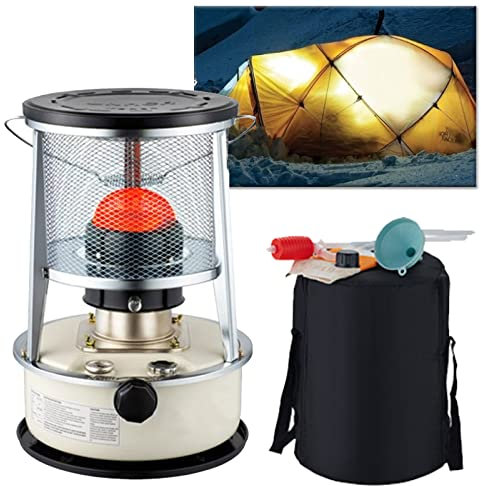 Tragbarer Petroleumofen,6l,Mobiler Heizungs Petroleumkocher Für Innenräume,Ohne Strom,Effizienter Petroleumheizung Für Outdoor Camping Terrassenzelt,Regulierbares Feuer,White-32.5×32.5×47cm
