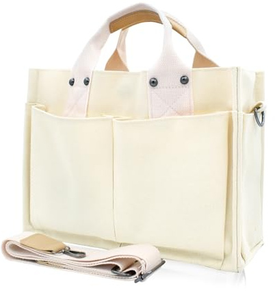 TeeYee Damen Mittelgroß Handtasche Canvas Umhängetasche Schultertasche | Multifächer Shopper,für Bücher Reisen Alltag Schule,Arbeittasche mit Schultergurt