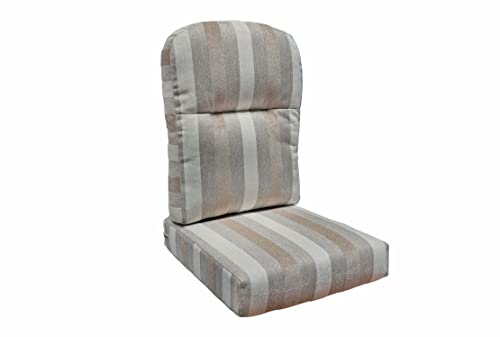 Desser Replacement Conservatory Cane Chair Cushion – Split Back Seat & Back Cushion for Chairs & Sofas – Stain Resistant Beige Cushion in Duke Beige Stripe Aquaclean Fabric with Dacron Wrap