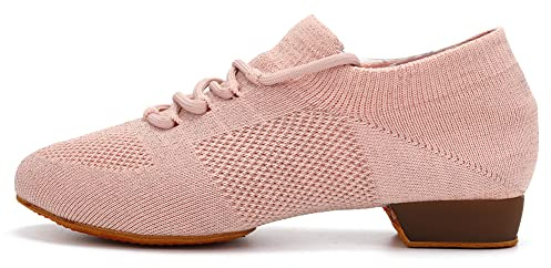 SWDZM Women Standard Practice Social Dance Beginner Ballroom Dancing Shoes Low Heel,Pink,Heel 1 ,US 9