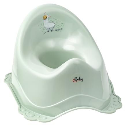 Minimal Töpfchen mit Anti-Rutsch-Gummis – einfach, traditionell, für Kinder ab ca. 18 Monaten, leicht zu benutzen, hilft beim Toilettentraining – Motiv: Lama, Farbe: Salbei grün