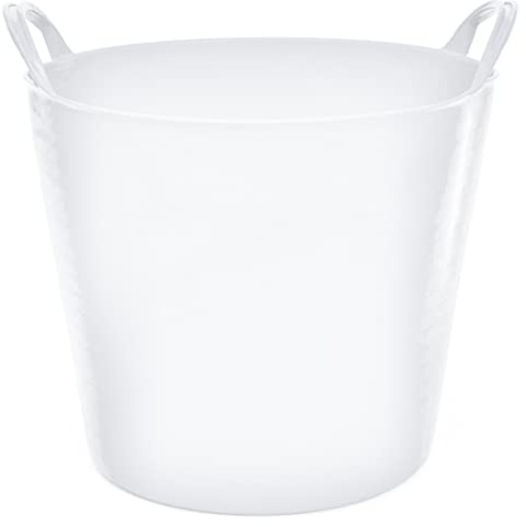 CABLEPELADO Capazo Uso alimentario de plástico, Cubo alimentario de plástico, Balde para Alimentos, 25 litros, Diametro Superior: 35 cm, Diametro Inferior: 26 cm, Altura: 30 cm, Color Blanco