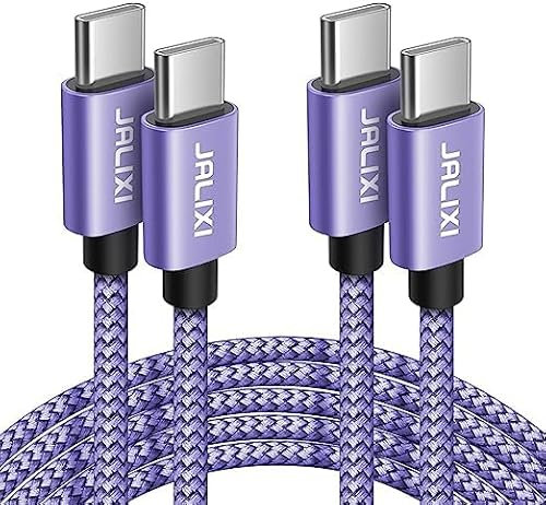 JALIXI Cavo USB Type-C 3 Metri, 60W PD Cavo USB C USB C Lungo Ricarica Rapida per iPhone 15 Pro Max, Samsung Galaxy S24 S23 Ultra S22 S10 A55 A54 A35 A25 A15 A14, Pixel 8 7, Viola