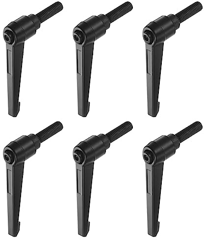 sourcing map 6pcs Adjustable Clamping Lever Handles M10 x 30mm Male Thread Bolt Knobs Rotating Screw Locking Quick Release Ratchet Push Button Handle, Black