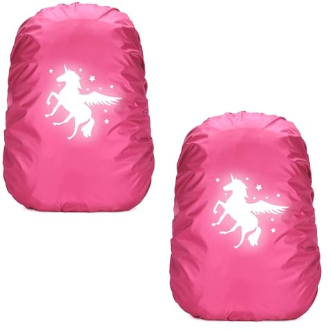 2 Stück Einhorn Schulranzen Regenschutzs,Regenschutz Schulranzens Einhorns | Einhorn Rucksack Überzug Reflektierends,Regenschutz schulranzen step by step,Rucksacks Überzugs Reflektierend für Mädchen