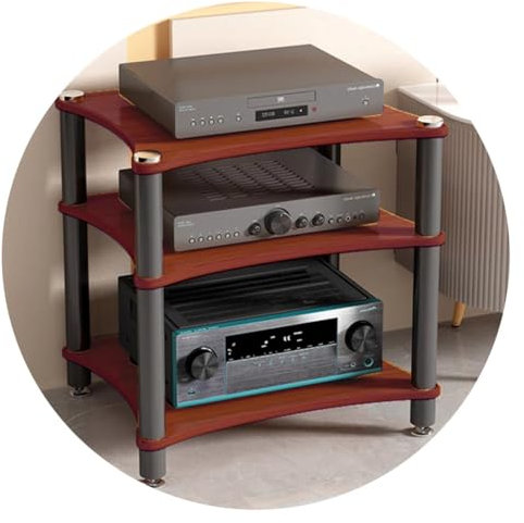 MollyYou HiFi-Audioschrank, 1/2/3/4-lagiger HiFi-Ständer, Plattenspieler, MDF-Ständer, Audio-Rack, Heimkino, Konferenzraum, Geräteschrank (Braun, 60 * 48 * 62cm, 4 Regalböden)