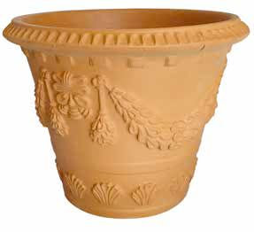 Vaso in terracotta + sottovaso in terracotta Made in Italy – Fioriera in Cotto, Diametro 36 cm, altezza 28 cm