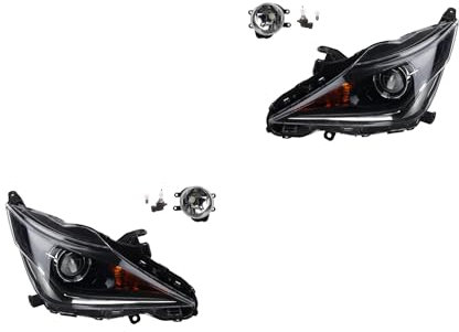 Johns, Scheinwerfer Satz Halogen Front passend für Toyota Aygo B4 05/2014-06/2018 Hir2 Links & Rechts + Nebelscheinwerfer + Leuchtmittel