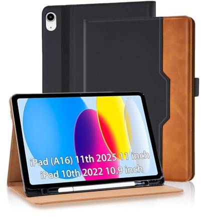 Vkooer Funda para iPad 10 Generation Carcasa PU Cuero iPad 10.9 Pulgadas 2022 [Auto-Sueño/Estela] Flip Case Cover con Función de Soporte para iPad 10 - Negro