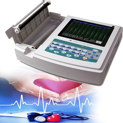 GBHJJ Electrocardiografo Portatil Profesional, Monitor de Paciente Signos Vitales, Monitor ECG PortáTil 12 Derivaciones, Registro Formas Onda de Forma Manual AutomáTica, para Uidado Signos Vitales