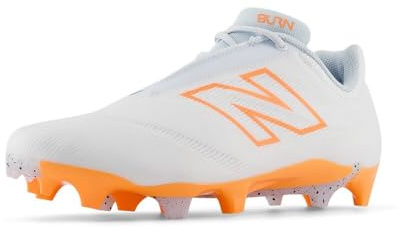 New Balance Men's Burnx4 Lacrosse Shoe, White/Hot Mango/Ice Blue, 11