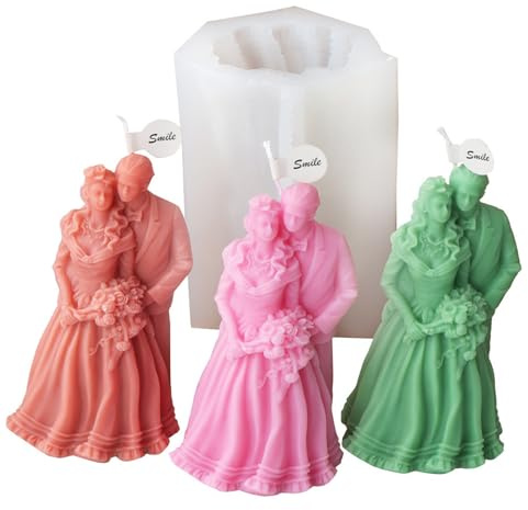 JS MOLD Kerzenform Silikon,Silikonformen Gießformen Braut und Bräutigam,Hochzeitskerze Gießform,3D Silikon Kerzenform Seifenform, Liebe Silikon Gießform Resin für Hochzeit Geschenk