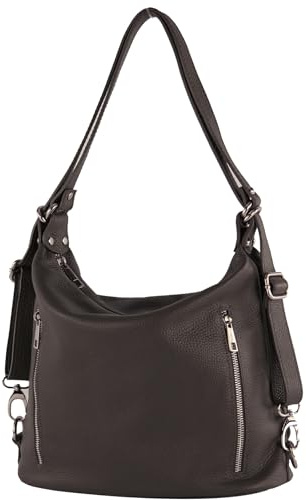 modamoda de T249 Damen Leder Rucksack Schultertasche 2in1, handmade in Italy