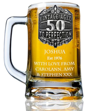 De Walden Men’s 50th Birthday Engraved Pewter Vintage Beer Glass Tankard | Personalised, Fiftieth Birthday Gift Idea, Gifts For A Man, Dad, Son, Brother, Uncle, Husband