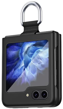 BORYA Fodral till Samsung Galaxy Z Flip6 (flip 6)/Z Flip7 FE, ultratunn premium silikon PC stöttåligt fodral, silkeslen matt hud känsla elegant reptåligt vikbart fodral med 360° ring, svart