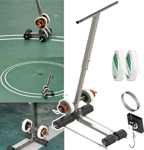aromaoveite Bodenbandapplikator Mit Zeichenkreis-Set | Handdruck-Linienmarkierungsmaschine, Parkplatz-Markierungsmaschine + 2 BäNder – Gerade Linie/Kreis/Bogen/Spur – FüR BasketballpläTze,B