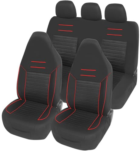 Upgrade4cars Autositzbezüge Set Pilotensitze Komplett Rot Universal | Autoschonbezüge mit integrierter Kopfstütze | passend für die meisten Fahrzeuge | für Sommer & Winter