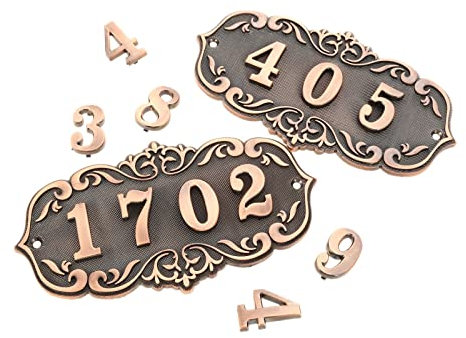 GFDSGRE Hausnummer 3/4-stellige Hausnummer Türschild Imitat Metallschild Kunststoff Außen Briefkasten Hotel Apartment 0-9 mit Selbstklebendem Aufkleber Hausnummernschild(8)