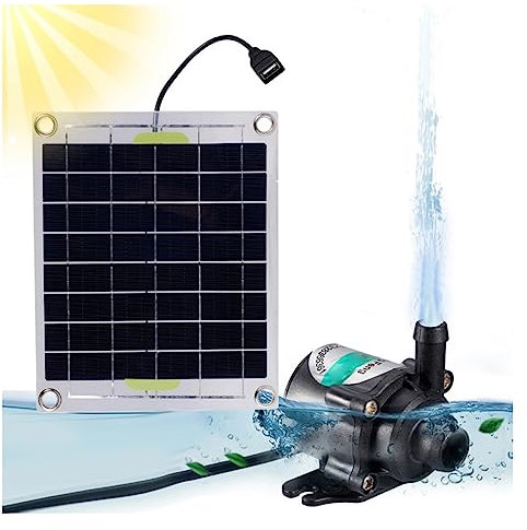 Pompe Solaire Bassin Exterieur, 10W ensemble de pompe à eau solaire 12V filtre hydroponique aération réservoir de poissons rocaille pompage d'eau pompe Submersible fontaine d'étang pour colibri, bassi