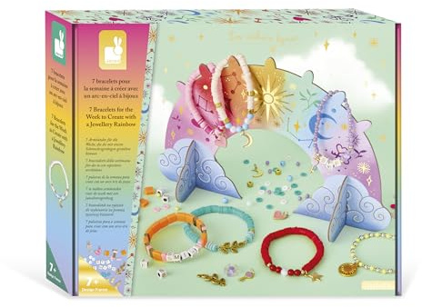 Janod 7 Braccialetti da Creare, 1 Braccialetto al Giorno, Kit Creativo per Il Tempo Libero, Stimola la creatività, attività Manuale per Bambini, da 7 Anni in su, J09185