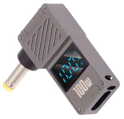 NFHK USB-C-auf-DC-Adapter, USB-C-Buchse auf DC 4,0 x 1,7 mm Hohlsteckerstecker PD 100 W Laptop-Schnellladeadapter mit Wattanzeige