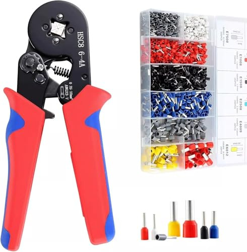 Kit Pinza Crimpatrice per Installazioni Elettriche con 1200 Capicorda e Puntalini