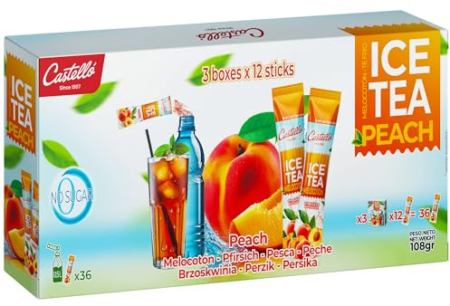 Castello since 1907 Tè Freddo (Ice Tea - Iced Tea) Zero in Bustine | Pesca | Totale 36 Bustine | 1 Bustina = 500 ml di Tè | Zero Calorie | Senza Zuccheri | Senza Aspartame